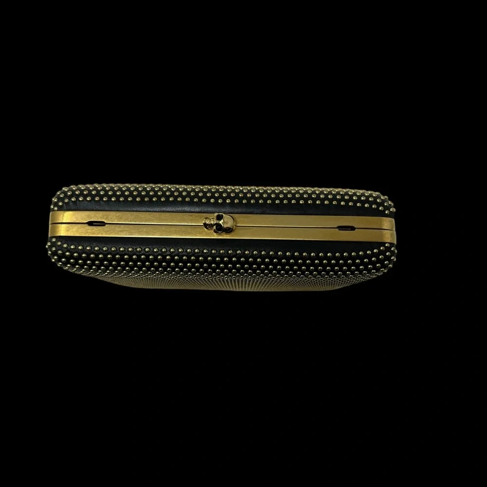 Alexander McQueen Studded Skull Convertible Clutch Black & Gold✨ Retail: $1,600 - Picture 2 of 8